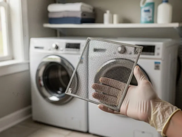 Wickliffe Dryer Vent Cleaning specialist performing detailed lint trap cleaning service in Wickliffe