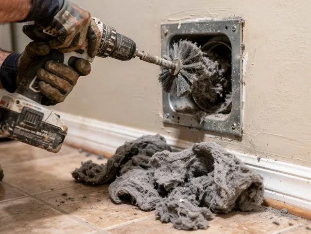 Certified Wickliffe Dryer Vent Cleaning technician performing dryer vent cleaning in Wickliffe
