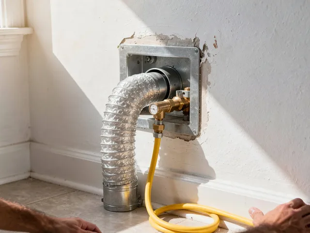 Wickliffe Dryer Vent Cleaning certified technician performing specialized gas dryer vent cleaning in Wickliffe